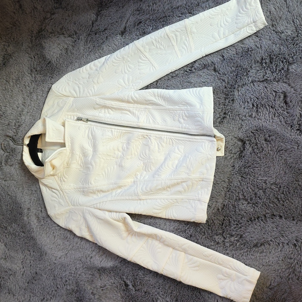 Express Ivory Embossed Moto Biker Jacket Size XS
